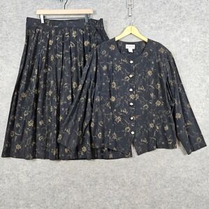 STUDIO CII Classic Collection Women's Black Floral Skirt Set Size 20/24‎ FLAW